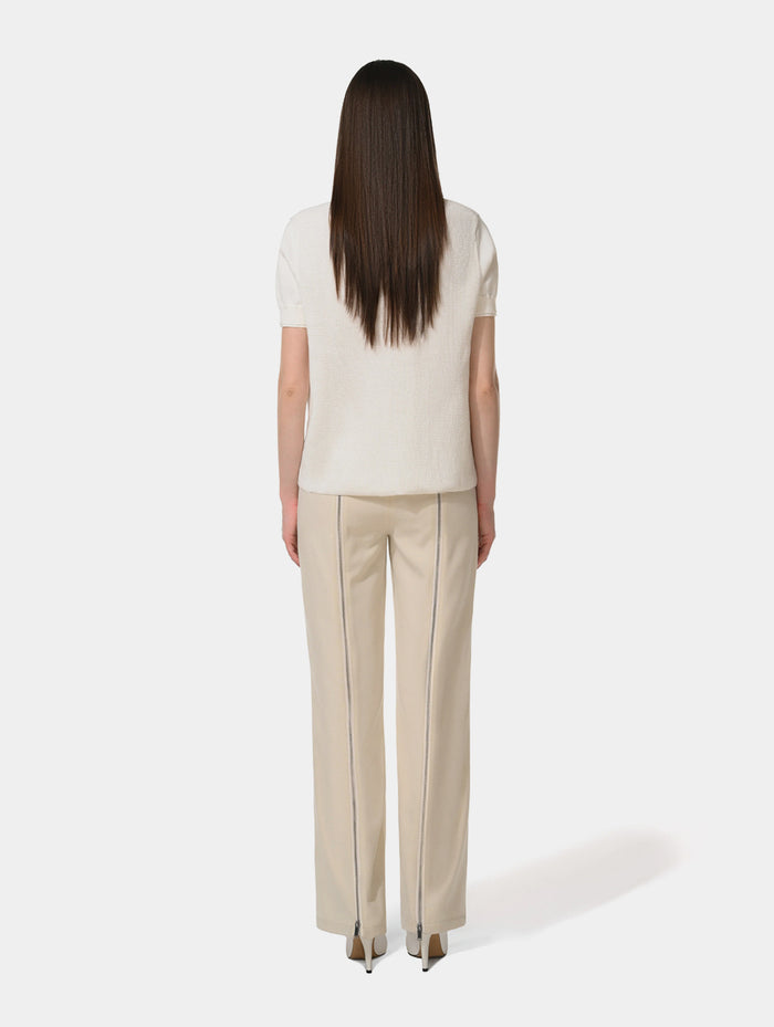 1886 KNITTED WHITE NETTED POLO