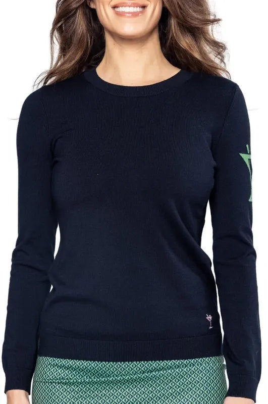Golftini Martini Crewneck Sweater - Navy/Green