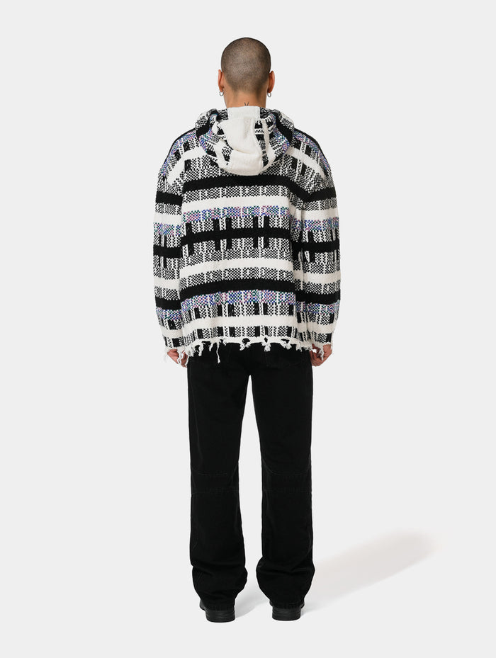 PIN CHECK HOODIE - WHITE