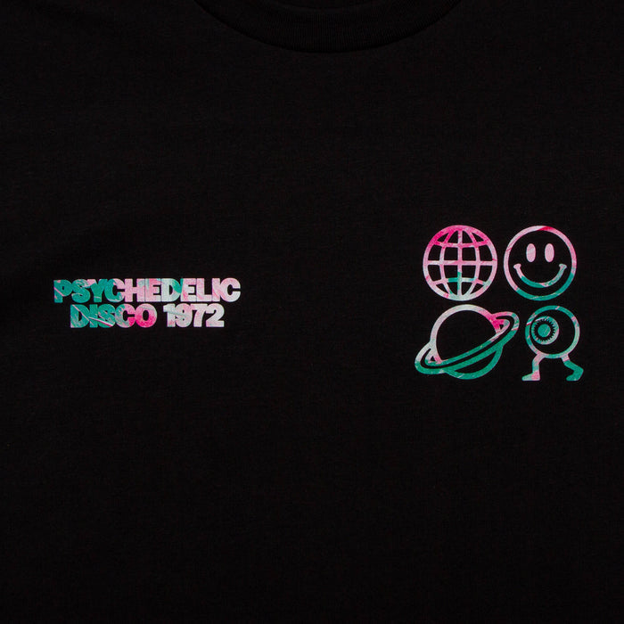 Saturn Elements Psychedelic Disco 1972 Back Print - Tshirt - Black