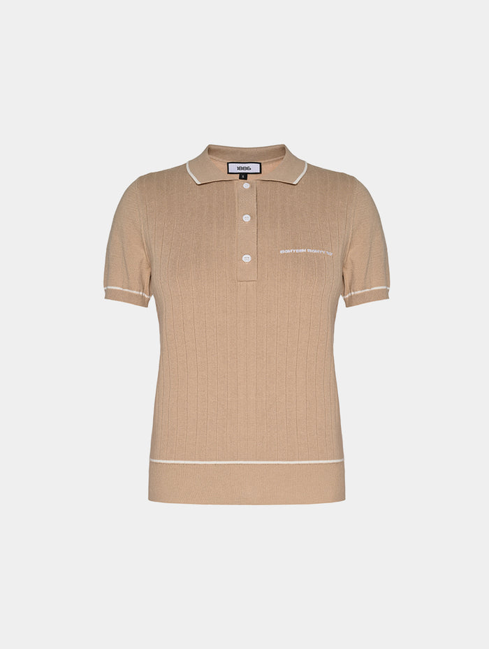 1886 KNITTED BEIGE POLO
