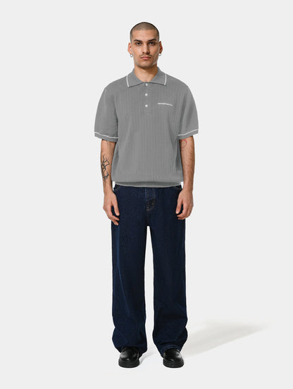 1886 KNITTED LIGHT GREY POLO