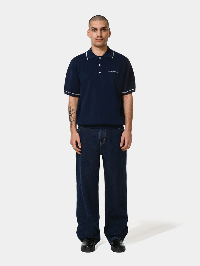 1886 KNITTED NAVY POLO