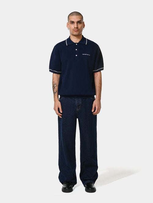 1886 KNITTED NAVY POLO
