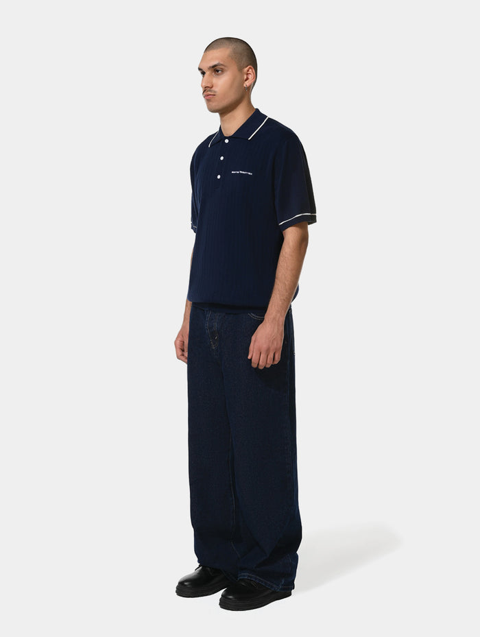 1886 KNITTED NAVY POLO