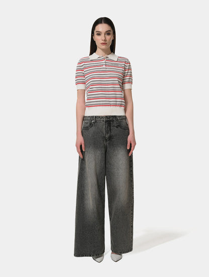 1886 KNITTED STRIPPED POLO