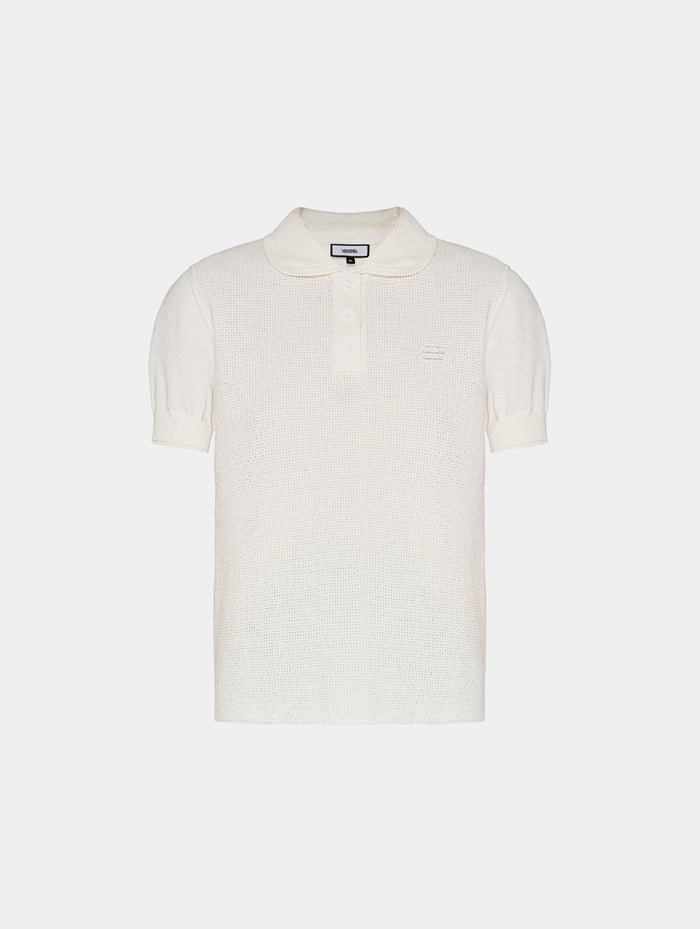 1886 KNITTED WHITE NETTED POLO