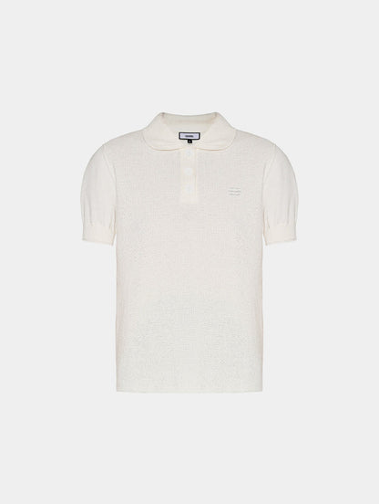 1886 KNITTED WHITE NETTED POLO