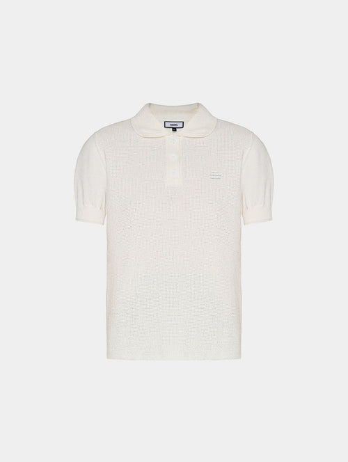 1886 KNITTED WHITE NETTED POLO