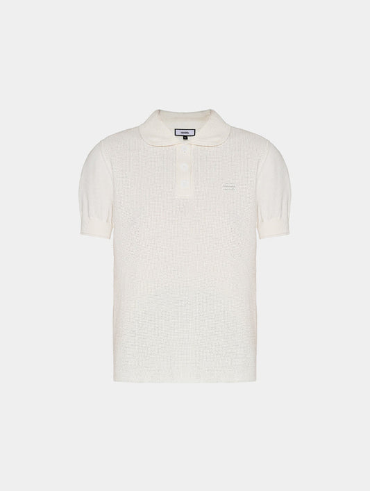1886 KNITTED WHITE NETTED POLO