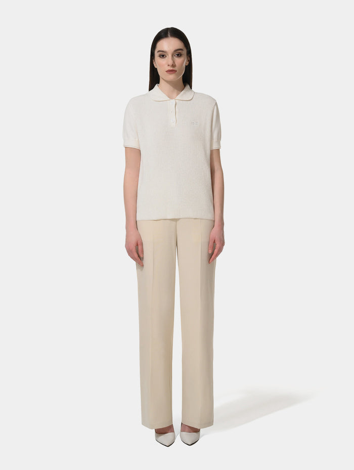 1886 KNITTED WHITE NETTED POLO