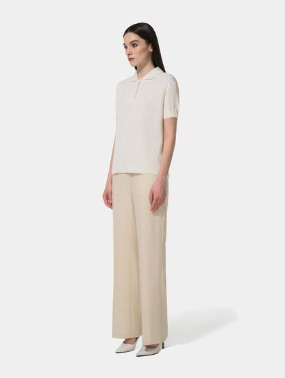1886 KNITTED WHITE NETTED POLO