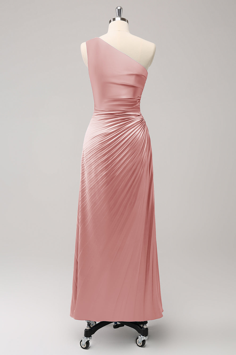 Blue One Shoulder Satin A-Line Long Bridsmaid Dress