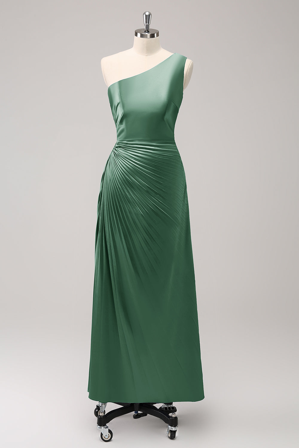 Blue One Shoulder Satin A-Line Long Bridsmaid Dress