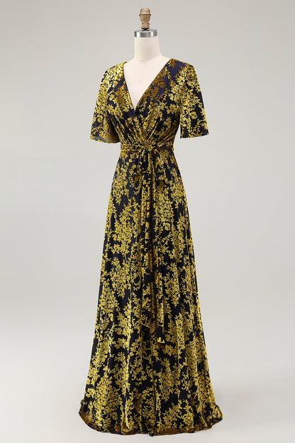 Burnout Velvet Dark Green Mother of Bride Dress