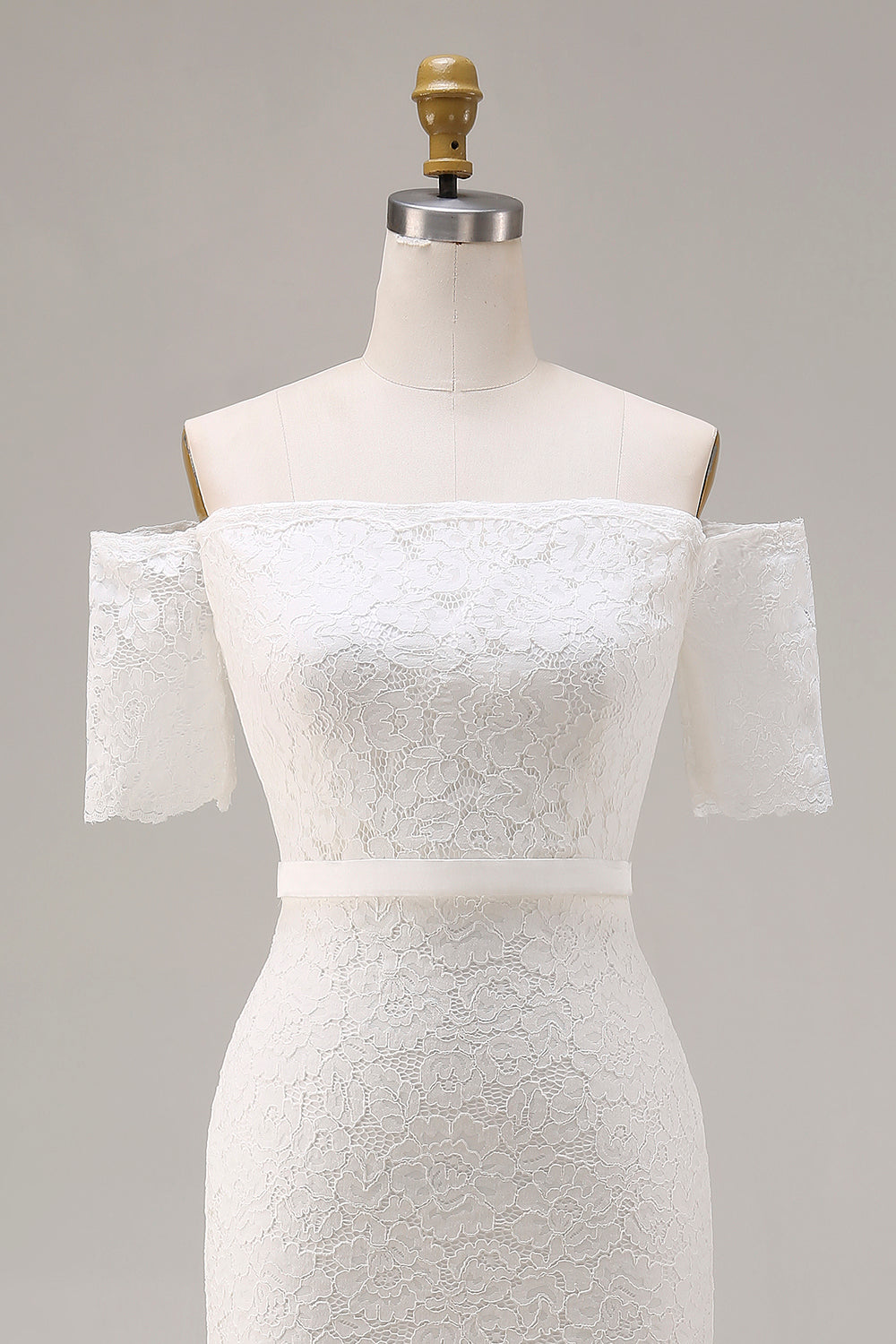 Ivory Lace Bodycon Off the Shoulder Midi Boho Engagement Dress