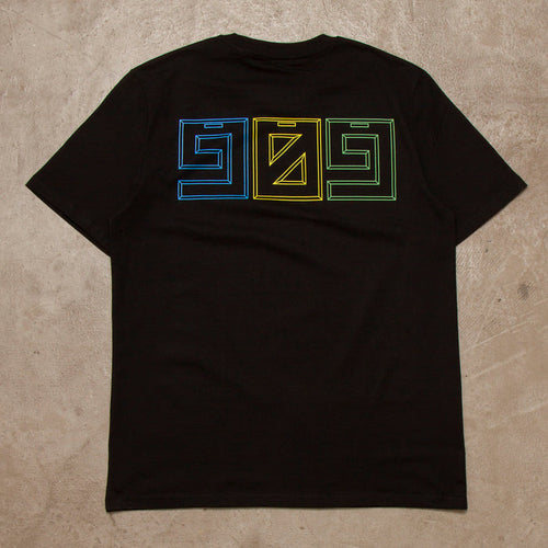 909 Colour Horizontal Back Print - Tshirt - Black