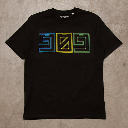 909 Colour Horizontal Front Print - Tshirt - Black