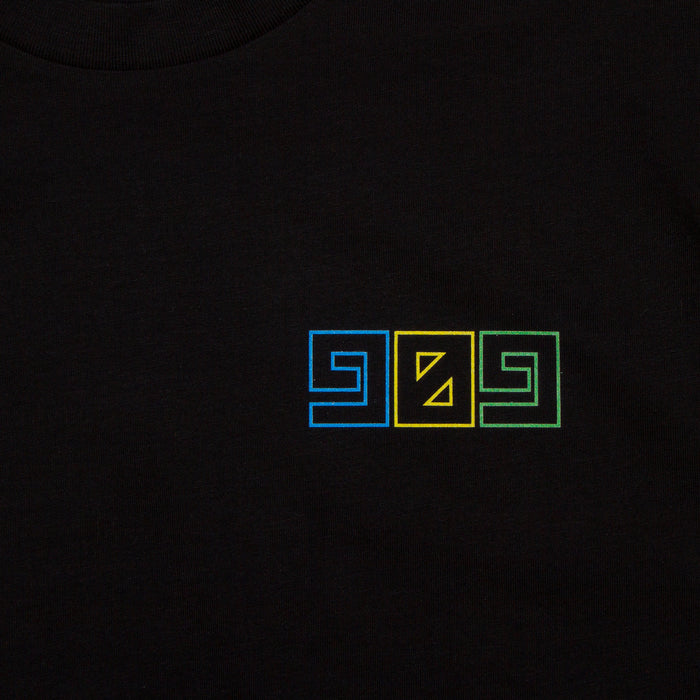 909 Colour Vertical Back Print - Tshirt - Black