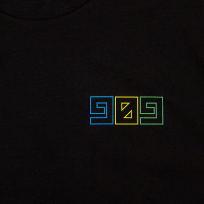 909 Colour Vertical Back Print - Tshirt - Black