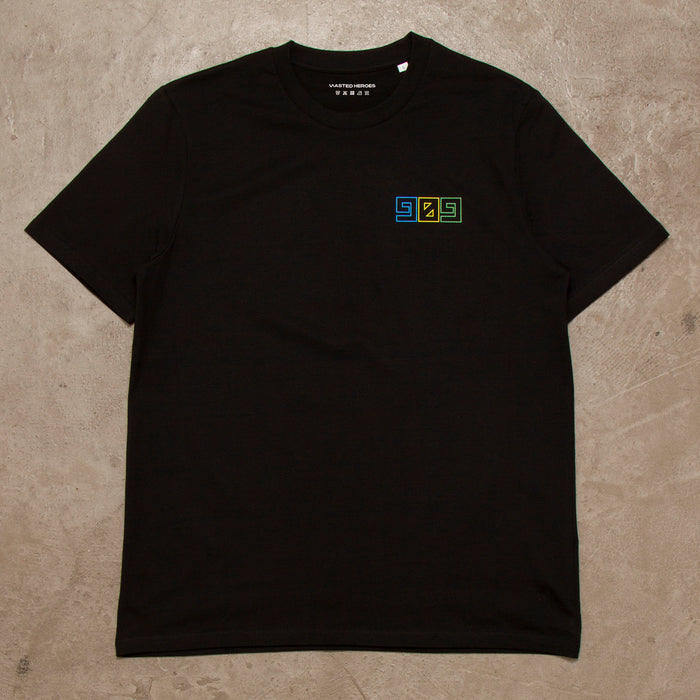 909 Colour Vertical Back Print - Tshirt - Black