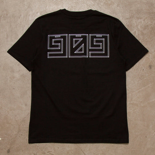 909 White Horizontal Back Print - Tshirt - Black