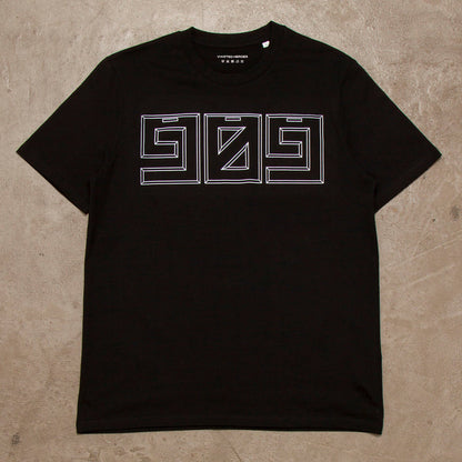 909 White Horizontal Front Print - Tshirt - Black