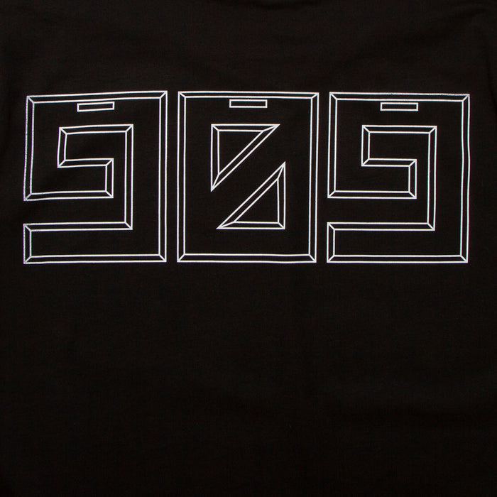 909 White Horizontal Front Print - Tshirt - Black