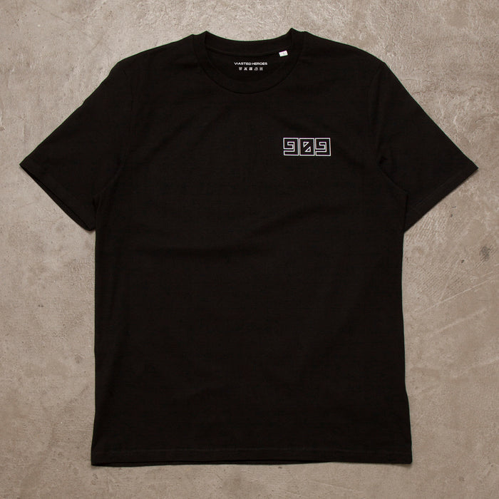 909 White Vertical Back Print - Tshirt - Black