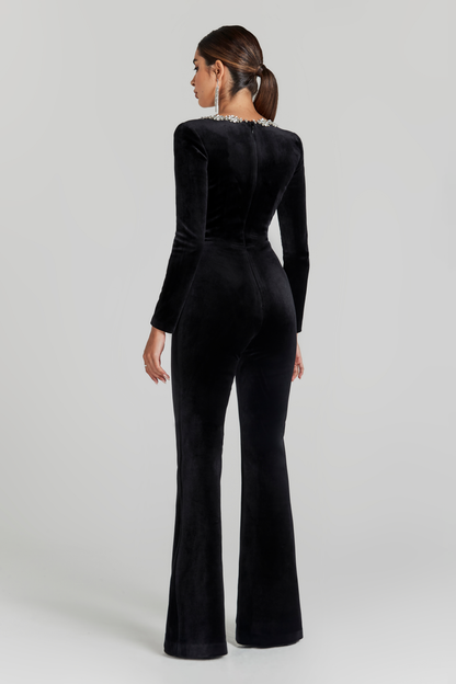 Keyana - Neck-Detail Solid Jumpsuit