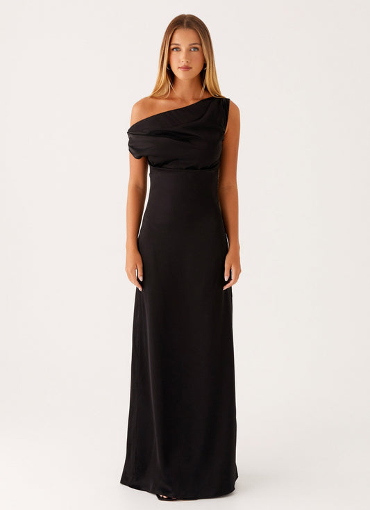Éva Long Satin Dress Elegant Crystal