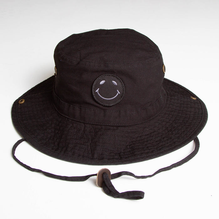 BB Smiley - Draw String Bucket Hat - Black