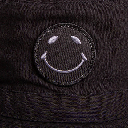 BB Smiley - Draw String Bucket Hat - Black