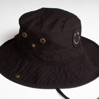 BB Smiley - Draw String Bucket Hat - Black