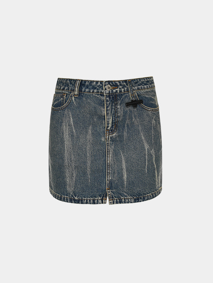 BLEACHED MINI SKIRT - BLUE