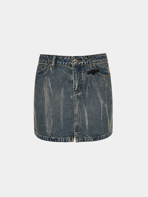 BLEACHED MINI SKIRT - BLUE