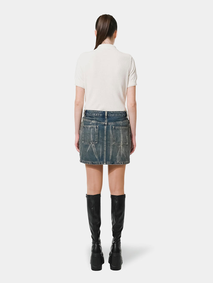 BLEACHED MINI SKIRT - BLUE