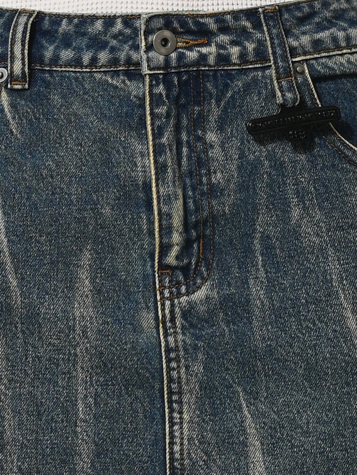 BLEACHED MINI SKIRT - BLUE