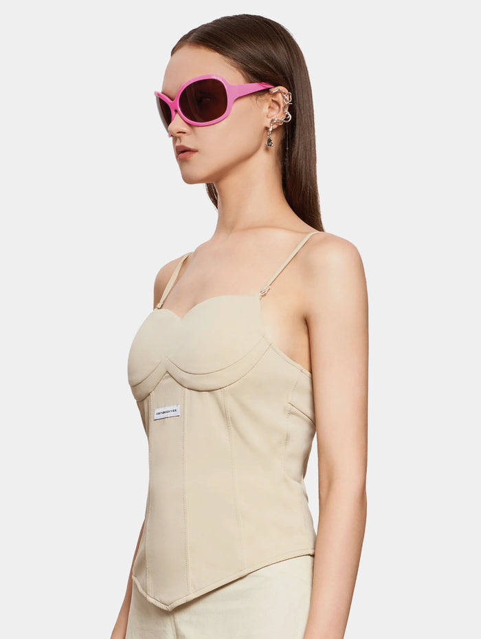 BUSTIER STYLE CORSET TOP - BEIGE