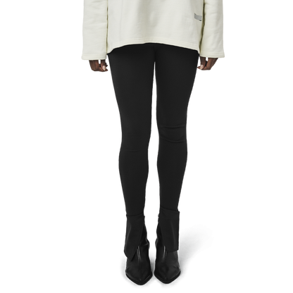 Classic leggings in black fabric featuring Eighteen Eighty-Six logo patch sewn at Elastic waistband. Open at ankle cuffs.