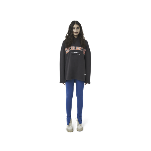 Classic leggings in blue fabric featuring Eighteen Eighty-Six logo patch sewn at Elastic waistband. Open at ankle cuffs.