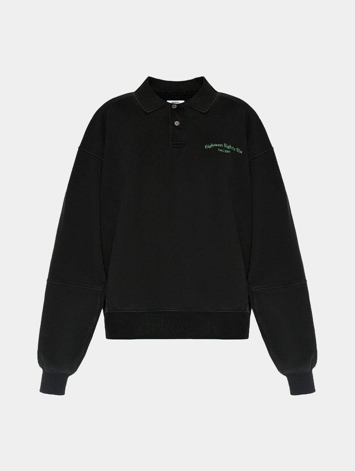 CLASSIC POLO SWEATSHIRT  - BLACK