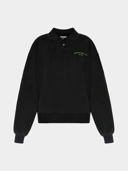 CLASSIC POLO SWEATSHIRT  - BLACK