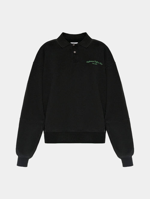 CLASSIC POLO SWEATSHIRT  - BLACK