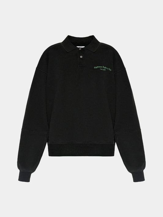 CLASSIC POLO SWEATSHIRT  - BLACK