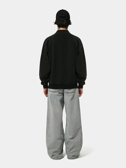 CLASSIC POLO SWEATSHIRT  - BLACK