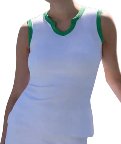 Club & Court Stacy Tank - White/Green