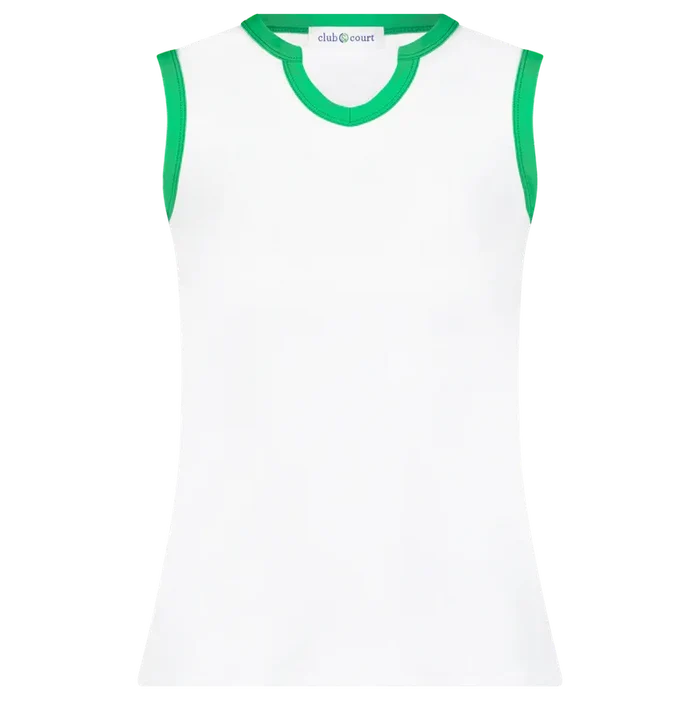 Club & Court Stacy Tank - White/Green