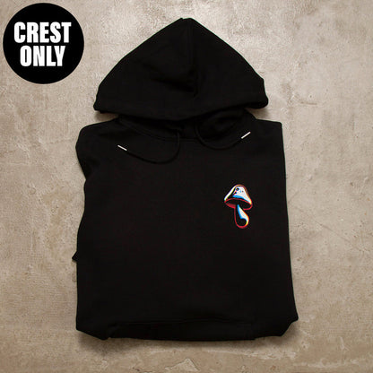 Crest Shroom Doodle - Pullover Hood - Black