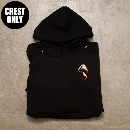 Crest Shroom Doodle - Pullover Hood - Black